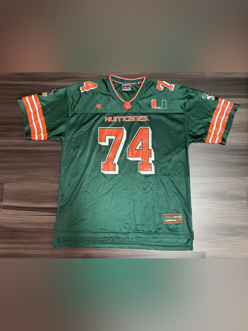 Colosseum Athletics Miami Hurricanes #74 NCAA College Football Jersey Men XL